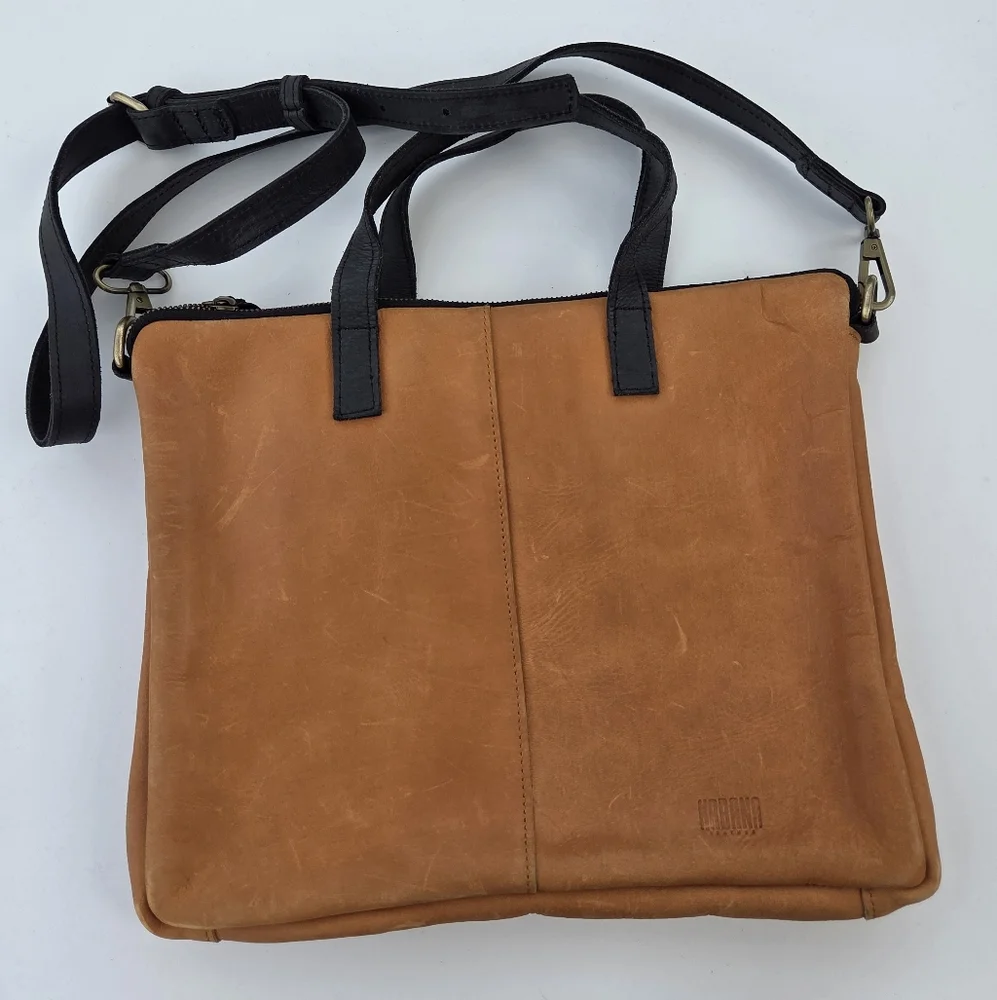 Kabana Leather Laptop Leather Bag Tan Camel Crossbody